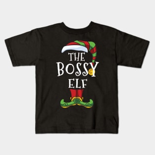 Bossy Elf Family Matching Christmas Holiday Group Gift Pajama Kids T-Shirt